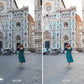 florence cathedral street scene before and after edited with iPhone LUTs and mobile video filters